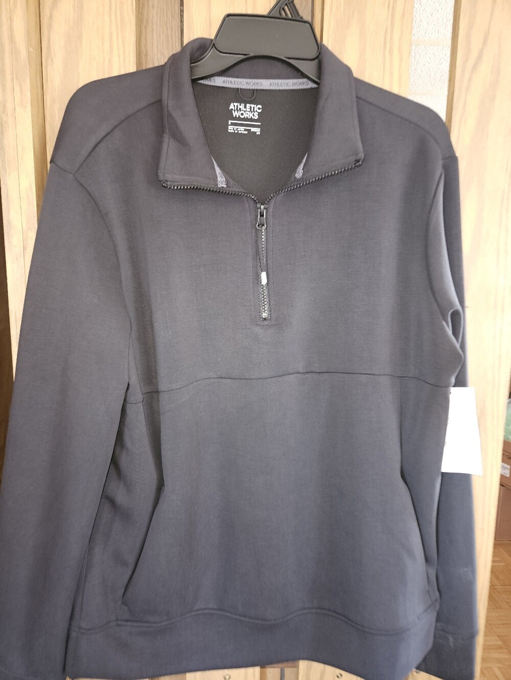 NWT Athletic Works Sz M Black Scuba Knit Quarter-zip Pullover